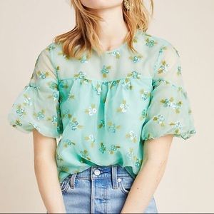 Anthropologie Mint Sabine Beaded Blouse Size 8